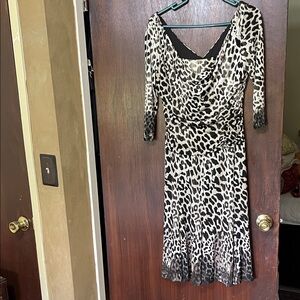 Frank Lyman leopard print cow neck sequin dress